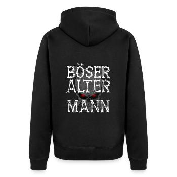 Böser alter Mann - Totenkopf - Männertag - Spruch - Unisex Premium Bio Zip Hoodie - Schwarz - Hinten - Nico (187cm)