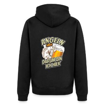 Angeln & Bier - darum bin ich hier - Karpfen - Unisex Premium Bio Zip Hoodie - Schwarz - Hinten - Nico (187cm)