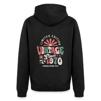 1970 Anniversaire 1970 vintage - Veste à capuche bio Premium Unisexe - noir - Dos - Nico (187cm)