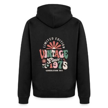1975 Anniversary 1975 vintage - Unisex Premium Organic Zip Hoodie - black - Back - Nico (187cm)