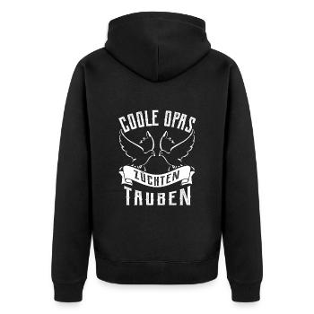 Coole Opas - Brieftauben Taubenzüchter - Unisex Premium Bio Zip Hoodie - Schwarz - Hinten - Nico (187cm)