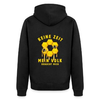 Keine Zeit, mein Volk braucht mich - Bienen Imker - Unisex Premium Bio Zip Hoodie - Schwarz - Hinten - Nico (187cm)