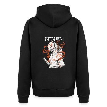 Masque Kitsune Japon Fox Anime Kumiho Manga Otaku - Veste à capuche bio Premium Unisexe - noir - Dos - Nico (187cm)