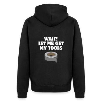 Attendre! Laissez-moi récupérer mes outils - Duct Tape - Veste à capuche bio Premium Unisexe - noir - Dos - Nico (187cm)