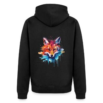 Watercolor Fox, Fox - Unisex Premium Organic Zip Hoodie - black - Back - Nico (187cm)