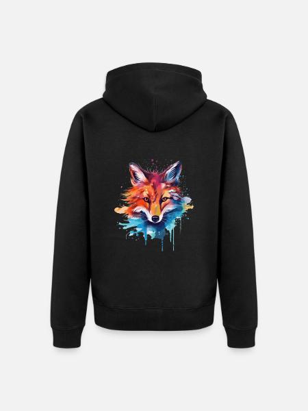 Watercolor Fox, Fox - Unisex Premium Organic Zip Hoodie - black