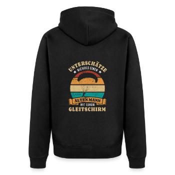 Unterschätze nie einen alten Mann mit Gleitschirm - Unisex Premium Bio Zip Hoodie - Schwarz - Hinten - Nico (187cm)