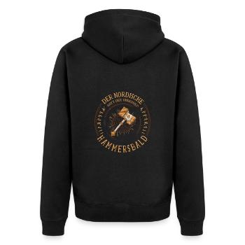 Hammersbald Nordische Mythologie Wikinger Ungeduld - Unisex Premium Bio Zip Hoodie - Schwarz - Hinten - Nico (187cm)