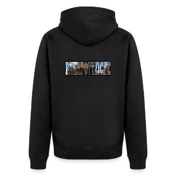 Ruhrpottzicke - Unisex Premium Bio Zip Hoodie - Schwarz - Hinten - Nico (187cm)