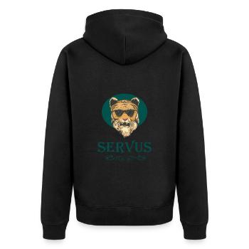 Tracht Bayrisch Trachten Bayern Ersatz Tiger Tirol - Unisex Premium Organic Zip Hoodie - black - Back - Nico (187cm)