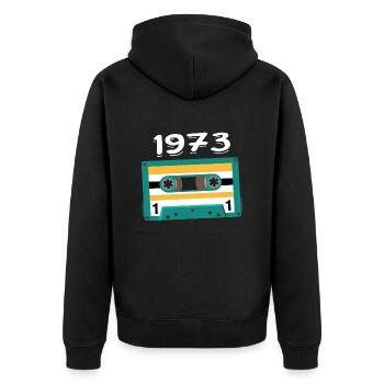 Cassette 1973 Vintage Anniversary 1973 - Unisex Premium Organic Zip Hoodie - black - Back - Nico (187cm)