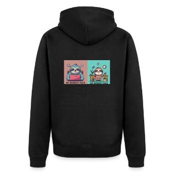 Faultier Arbeiten Geschenk - Unisex Premium Bio Zip Hoodie - Schwarz - Hinten - Nico (187cm)