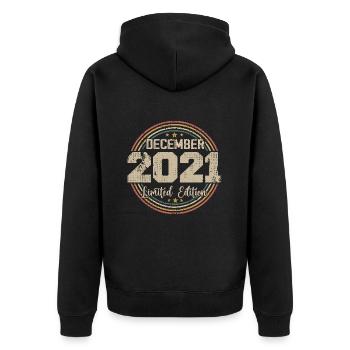Die Legenden wurden im Dezember 2021 - 2021 geboren - Unisex Premium Bio Zip Hoodie - Schwarz - Hinten - Nico (187cm)