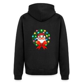 Santa Claus in wreath - Unisex Premium Organic Zip Hoodie - black - Back - Nico (187cm)