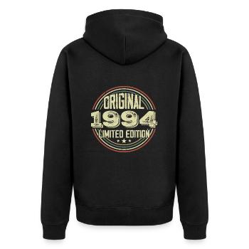 1994 Birthday Parties, ein legendärer Jahrgang - Unisex Premium Bio Zip Hoodie - Schwarz - Hinten - Nico (187cm)