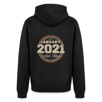 Les légendes sont nées en janvier 2021 - Veste à capuche bio Premium Unisexe - noir - Dos - Nico (187cm)