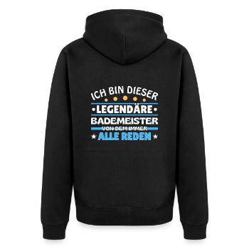 Ich bin dieser legendäre Bademeister - Unisex Premium Bio Zip Hoodie - Schwarz - Hinten - Nico (187cm)