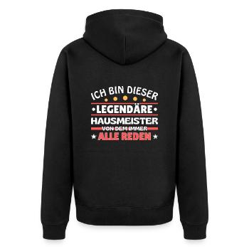 Ich bin dieser legendäre Hausmeister - Unisex Premium Bio Zip Hoodie - Schwarz - Hinten - Nico (187cm)
