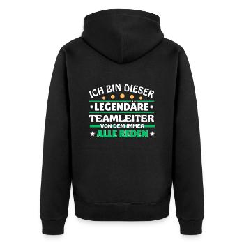 Ich bin dieser legendäre Teamleiter - Unisex Premium Bio Zip Hoodie - Schwarz - Hinten - Nico (187cm)