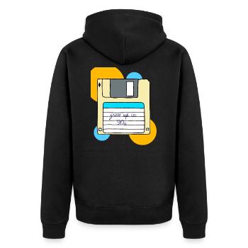 90er 90er 90er 90er 90er - Unisex Premium Bio Zip Hoodie - Schwarz - Hinten - Nico (187cm)