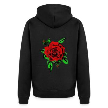 Rose rouge - Veste à capuche bio Premium Unisexe - noir - Dos - Nico (187cm)