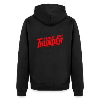 RED POWER - Unisex Premium Bio Zip Hoodie - Schwarz - Hinten - Nico (187cm)