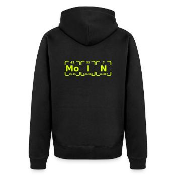 Moin Periodensystem - Unisex Premium Bio Zip Hoodie - Schwarz - Hinten - Nico (187cm)
