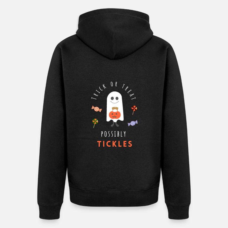 Süßigkeiten oder Streiche, evtl. Kitzeln - Unisex Premium Bio Zip Hoodie - Schwarz
