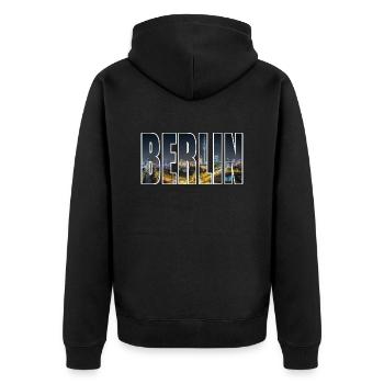 Berlin skyline - Unisex Premium Organic Zip Hoodie - black - Back - Nico (187cm)