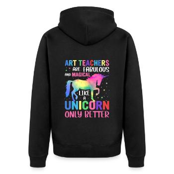 Art teachers are fabulous and magical like unicorn - Unisex Premium Organic Zip Hoodie - black - Back - Nico (187cm)