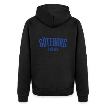 Göteborg Schweden - Unisex Premium Bio Zip Hoodie - Schwarz - Hinten - Nico (187cm)