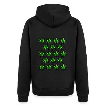 Cannabis - Unisex Premium Bio Zip Hoodie - Schwarz - Hinten - Nico (187cm)