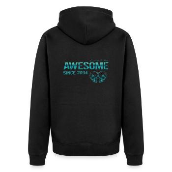 Awesome since 2004 Geschenk - Unisex Premium Bio Zip Hoodie - Schwarz - Hinten - Nico (187cm)