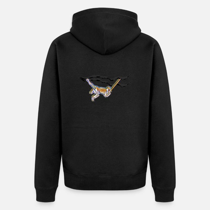 Singe / singe traîne et frissonne - Veste à capuche bio Premium Unisexe - noir