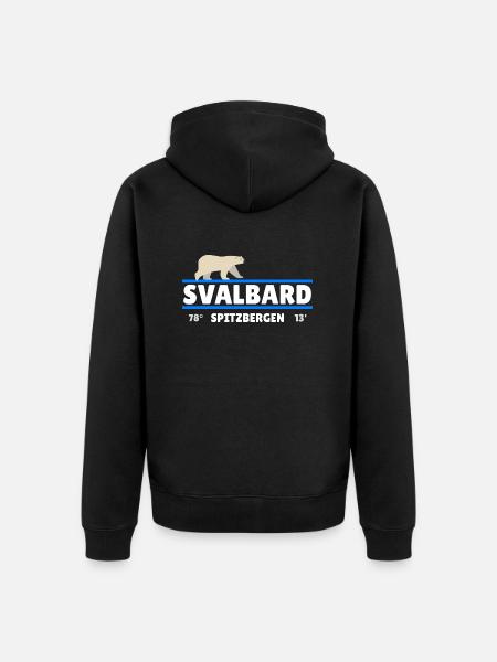 Svalbard Spitsbergen Norway coordinates Polar Bear - Unisex Premium Organic Zip Hoodie - black