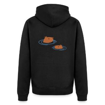 Capybara - Unisex Premium Bio Zip Hoodie - Schwarz - Hinten - Nico (187cm)