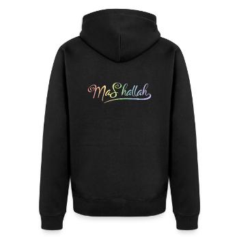 Mashallah - Unisex Premium Bio Zip Hoodie - Schwarz - Hinten - Nico (187cm)