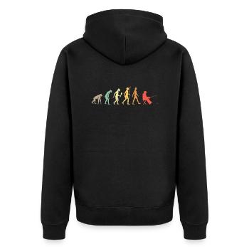 Die Evolution des Menschen Angelrute Sportfischer - Unisex Premium Bio Zip Hoodie - Schwarz - Hinten - Nico (187cm)