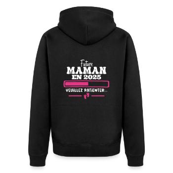 Future Maman 2025 Cadeau Nouvelle Naissance Maman - Veste à capuche bio Premium Unisexe - noir - Dos - Nico (187cm)