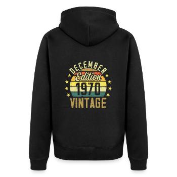 Légendes Sont Nés En Décembre 1970 - Édition 1970 - Veste à capuche bio Premium Unisexe - noir - Dos - Nico (187cm)