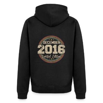 Die Legenden wurden im Dezember 2016 - 2016 geboren - Unisex Premium Bio Zip Hoodie - Schwarz - Hinten - Nico (187cm)