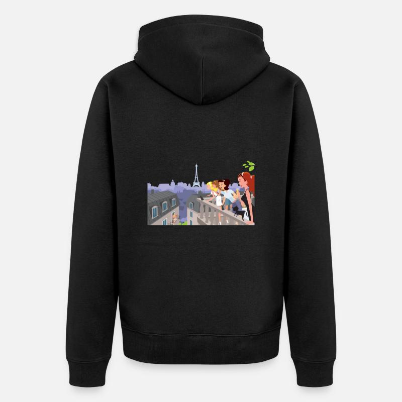 Parisiennes au balcon - Veste à capuche bio Premium Unisexe - noir