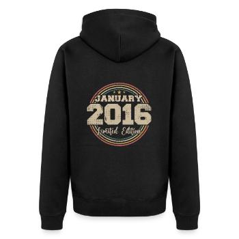 Les légendes sont nées en janvier 2016 - Veste à capuche bio Premium Unisexe - noir - Dos - Nico (187cm)