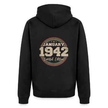 Les légendes sont nées en janvier 1942 - Veste à capuche bio Premium Unisexe - noir - Dos - Nico (187cm)
