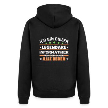 Ich bin dieser legendäre Informatiker - Unisex Premium Bio Zip Hoodie - Schwarz - Hinten - Nico (187cm)