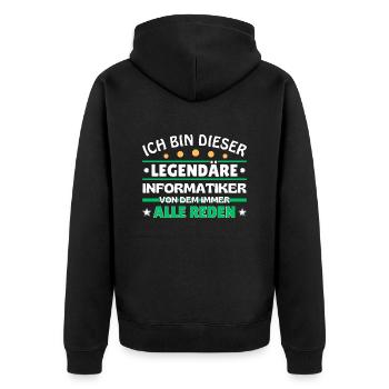 Ich bin dieser legendäre Informatiker - Unisex Premium Bio Zip Hoodie - Schwarz - Hinten - Nico (187cm)