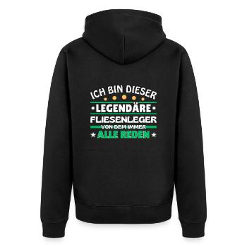 Ich bin dieser legendäre Fliesenleger - Unisex Premium Bio Zip Hoodie - Schwarz - Hinten - Nico (187cm)
