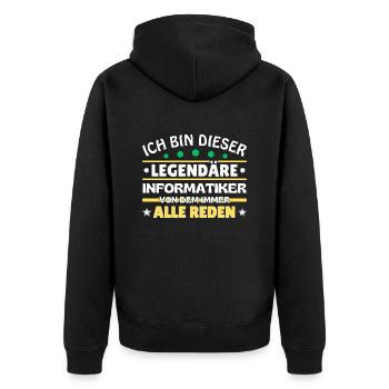 Ich bin dieser legendäre Informatiker - Unisex Premium Bio Zip Hoodie - Schwarz - Hinten - Nico (187cm)