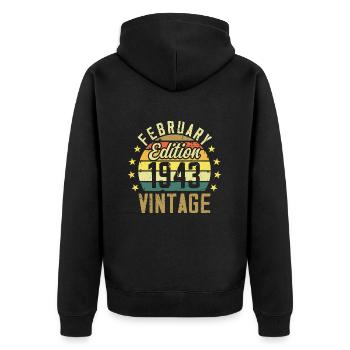 Birthday 81 years - Gift February 1943 - 81st - Unisex Premium Organic Zip Hoodie - black - Back - Nico (187cm)