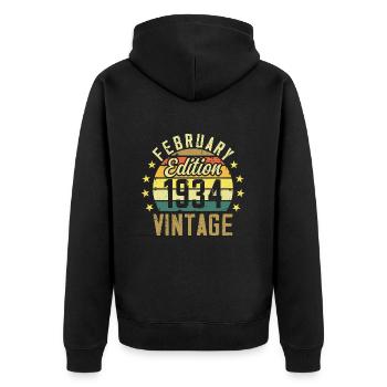90th Birthday - Gift February 1934 - 90th - Unisex Premium Organic Zip Hoodie - black - Back - Nico (187cm)